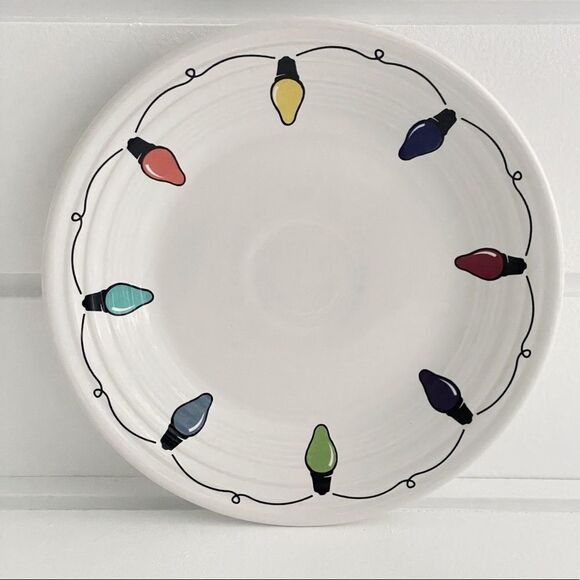 Fiesta Christmas String of Lights 9” Luncheon Plate & Stacking Cereal Bowl - Picture 3 of 8